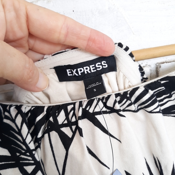Express Tube Top Palm Leaf Print Cream/Black - Picture 4 of 6